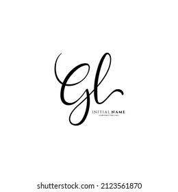 Logotipo de firma inicial de GL. Vector monográfico manuscrito