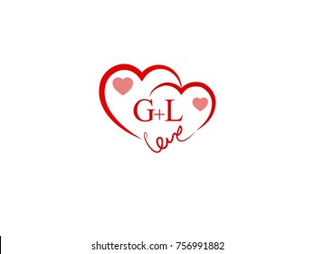 GL Initial wedding invitation, love logo template vector