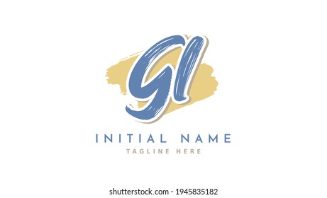 GL Initials, handwriting logo vector