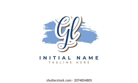 Gl Initials, handwriting logo vector