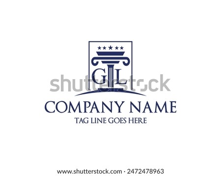 GL Justice logo design vector template or creative law firm logo design concepts or law firm logo design idea