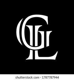 GL letter logo with black background.The nice white letter logo.