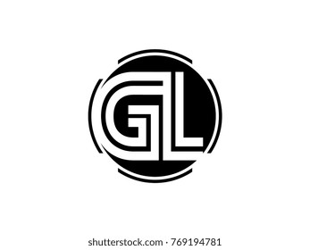 GL letter logo round black
