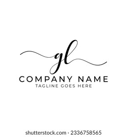 GL or gl letter mark abstract calligraphy vector logo design