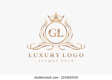 GL Letter Royal Luxury Logo template in vector art for Restaurant, Royalty, Boutique, Cafe, Hotel, Heraldic, Jewelry, Fashion and other vector illustration.