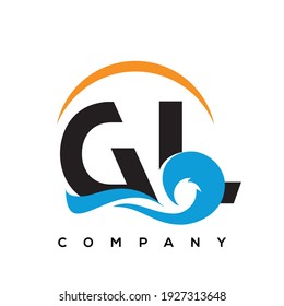 GL letter sea wave logo