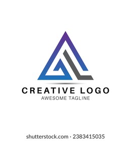 GL letter triangle shape logo design icon