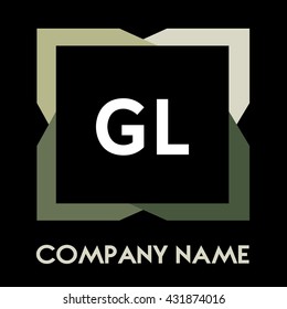 GL letters business logo creative  icon design template elements in abstract background logo, design identity in square with four colors, modern alphabet letters