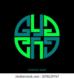 GL, LG Company Group Logo Concept Idea. Abstract logo for a business company. Letters G and L.  Design element for corporate identity in green on black background. Logo for your  design. EPS10