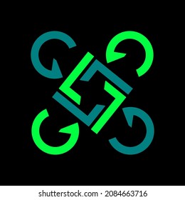 GL, LG Company Group Logo Concept Idea. Abstract logo for a business company. Letters G and L.  Design element for corporate identity in green on black background. Logo for your  design. EPS10