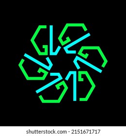 GL, LG Company Group Logo Concept Idea. Abstract logo for a business company. Letters G and L. Design element for corporate identity in green on black background. Logo for your design. EPS10