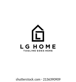 GL, LG home and real estate logo sign design tempalte