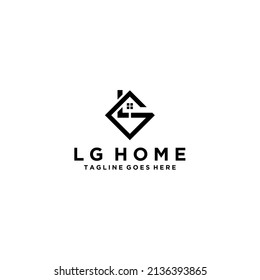 GL, LG home and real estate logo sign design tempalte