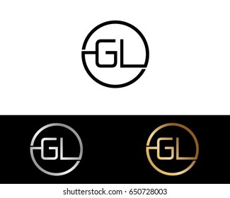 Gl Logo. Letter Design Vector with Red and Black Gold Silver Colors
