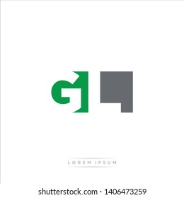 GL Logo Letter with Modern Negative space - Green and Grey Color EPS 10