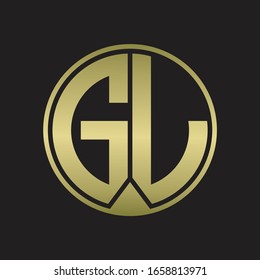 Monograma de logotipo GL con estilo de cinta de pieza en colores dorados