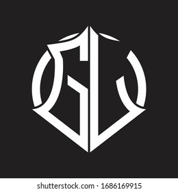 GL Logo monogram with emblem and circle rounded design template