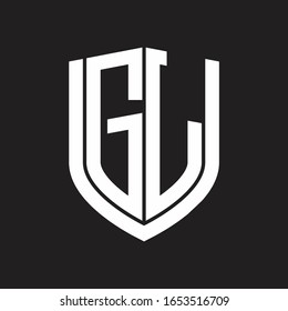GL Logo monogram with emblem shield design isolated on black background