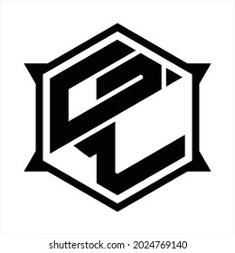 GL Logo monogram with hexagon and sharp shape design template