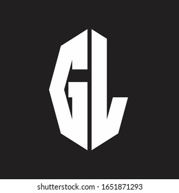 GL Logo monogram with octagonal ribbon style design template