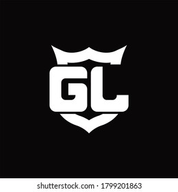 GL Logo monogram with shield around crown shape design template