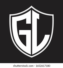 GL Logo monogram with shield shape isolated on outline design template