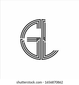 GL Logo monogram triple ribbon style line design template isolated on white background
