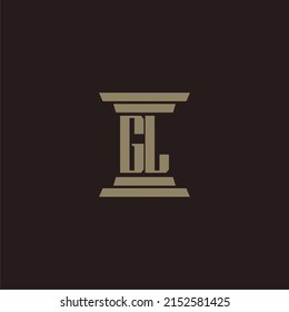 Logotipo inicial de monograma GL para la firma de abogados con diseño de pilar