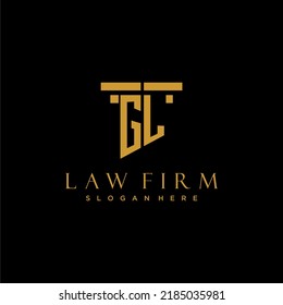 GL monogram initial logo for lawfirm with pillar design