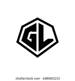 GL monogram logo with hexagon shape and line rounded style design template isolated on white background