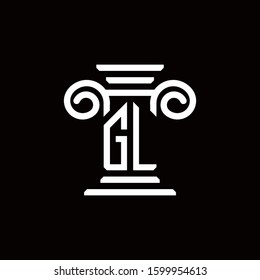 GL monogram logo with pillar style design template