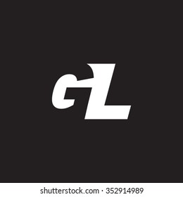 GL negative space letter logo black background