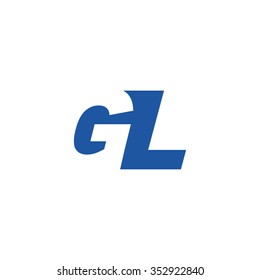 GL negative space letter logo blue