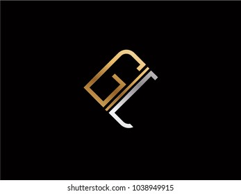 GL square shape Letter logo Design in silver gold color
