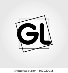 gl uppercase initials square frame business logo