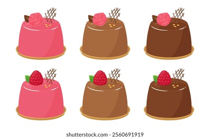 Glace or miroir or cake illustration set