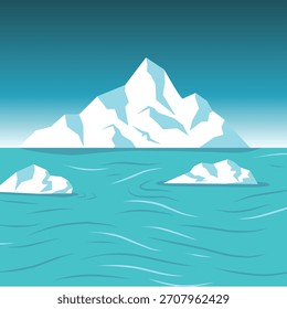 Ilustración vectorial paisajística de iceberg glacial