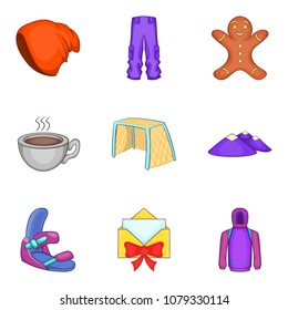 Glacial icons set. Cartoon set of 9 glacial vector icons for web isolated on white background