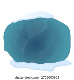 Glacial. round block of ice covered with snow. Dark ice. Winter. Vector. Isolated on a white background.