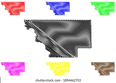 Glacier County, Montana (U.S. county, United States of America, USA, U.S., US) map vector illustration, scribble sketch Glacier map