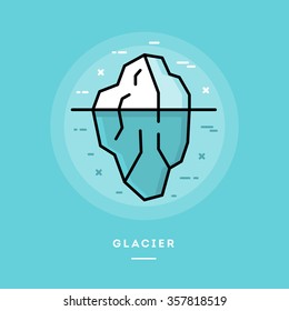 Glacier, flat design thin line banner, usage for e-mail newsletters, web banners, headers, blog posts, print and more