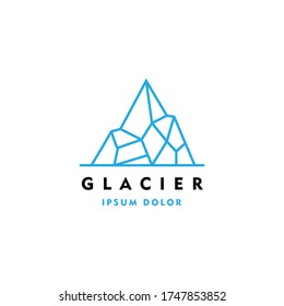 Glacier ice peak mountain geometric line art logo vector illustration