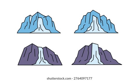 Glacier Icefall Line art modern colorful pattern illustration