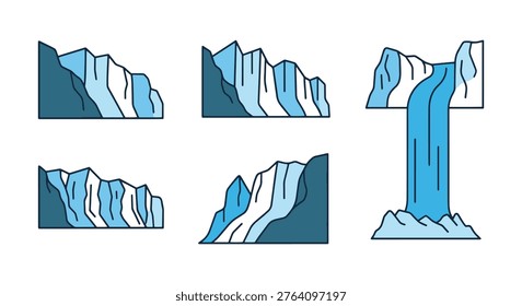 Glacier Icefall Line art modern clean shapes illustration