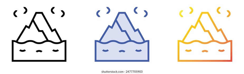 glacier icon. Linear, Blue Fill and Gradient Style Design Isolated On White Background