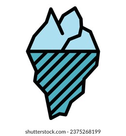 Glacier icon outline vector. Ocean iceberg. Water sea color flat