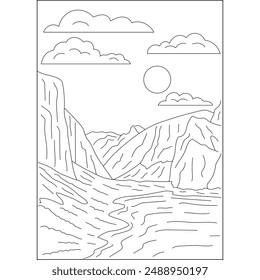 glacier landscape nature coloring book page for kids or grown adults coloring book mindful relaxation activity