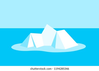 Glacier is melting - ice is decreasing and dissolving into water o sea and ocean. Angular style minimalist vector illustration