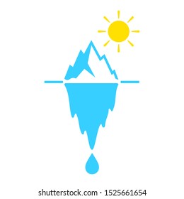 Glacier melting vector icon on white background