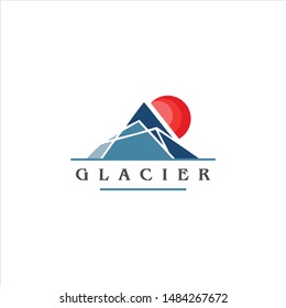 glacier mount logo modern fun blue vector emblem badge nature graphic design template idea